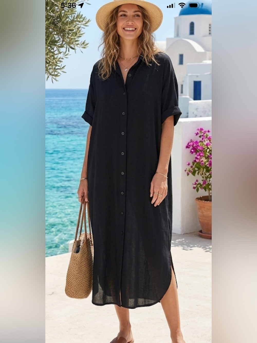 Women’s Black Button-Front Dress